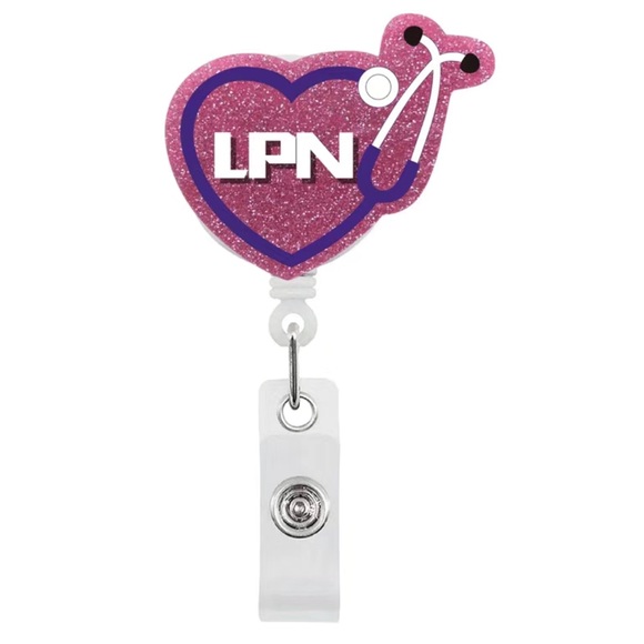 New Pink Glitter LPN Retractable Badge Reel - Picture 1 of 1